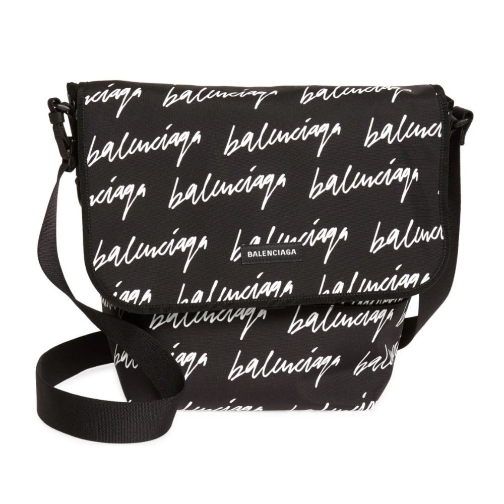 New Authentic BALENCIAGA Explorer Logo Script Messenger Bag